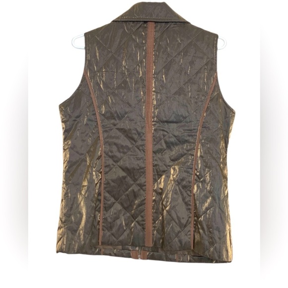 Chico’s  Bronze & Brown Lightly Padded Vest w Pockets, Nice Sheen to Fabric - Picture 4 of 16